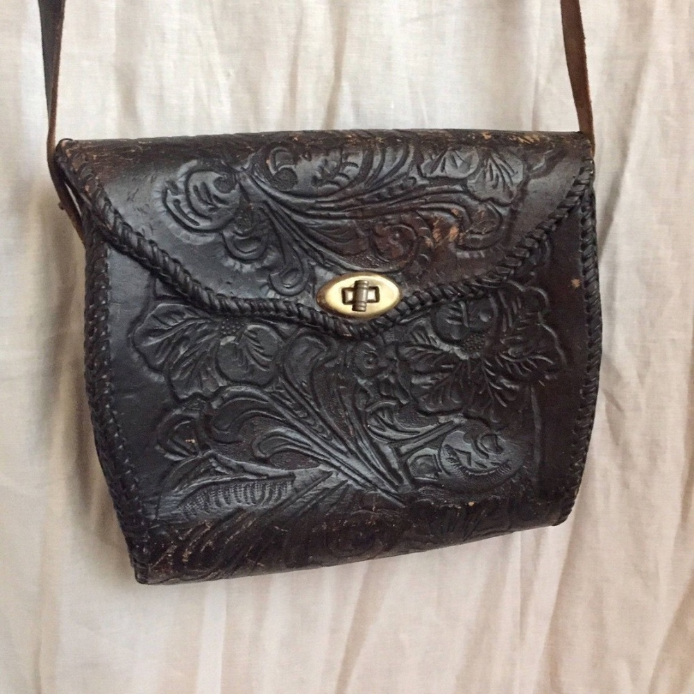 Vintage Leather Embossed Purse Handbag